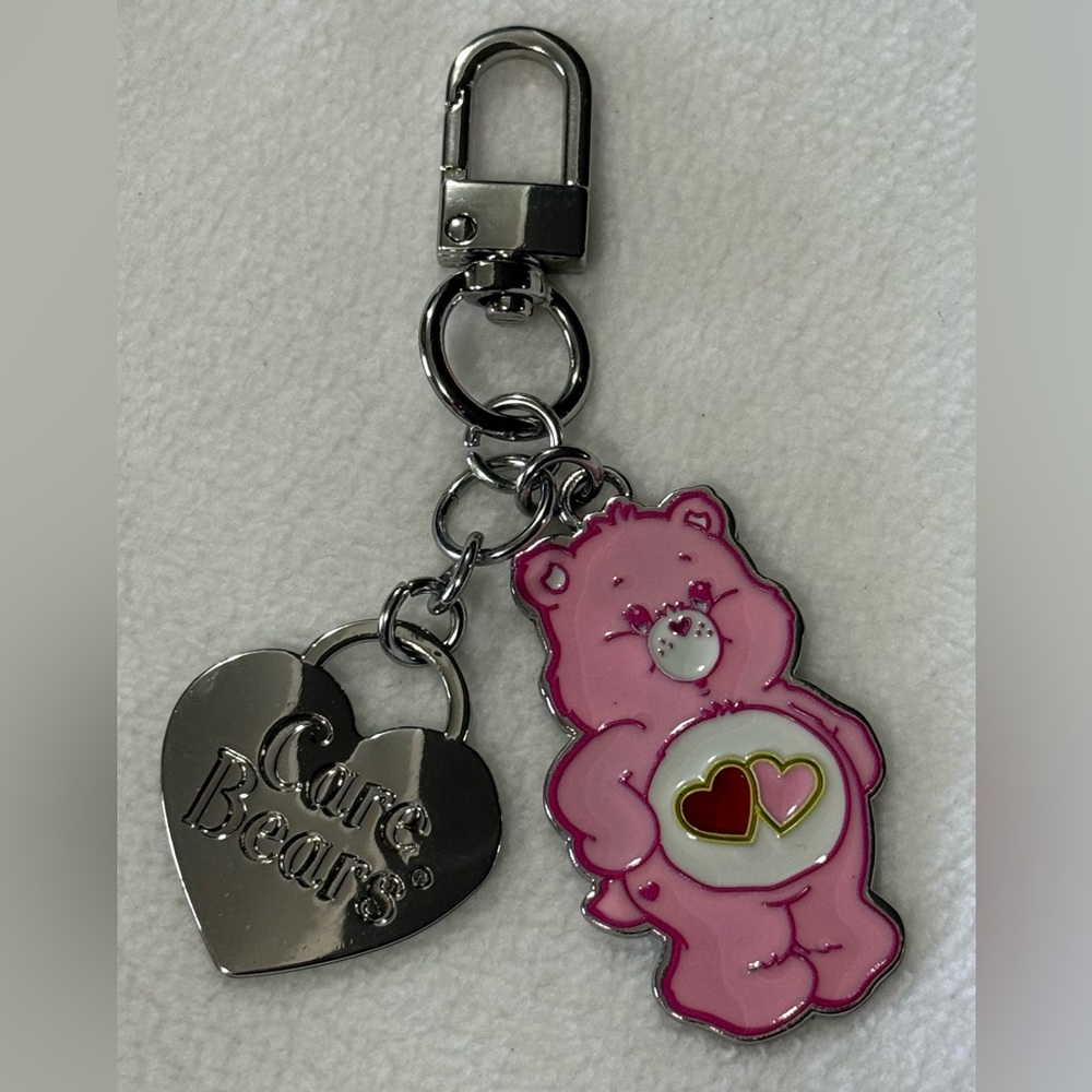 NWOT Care Bears Pink and Silver Keychain / Bag Charm